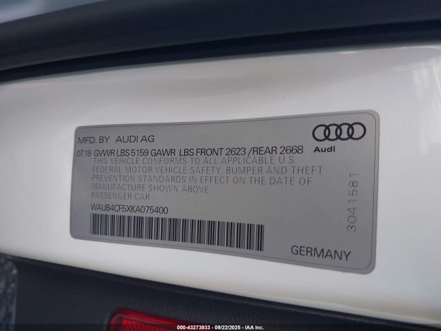 Audi S5 2019 WAUB4CF5XKA075400 Image 9