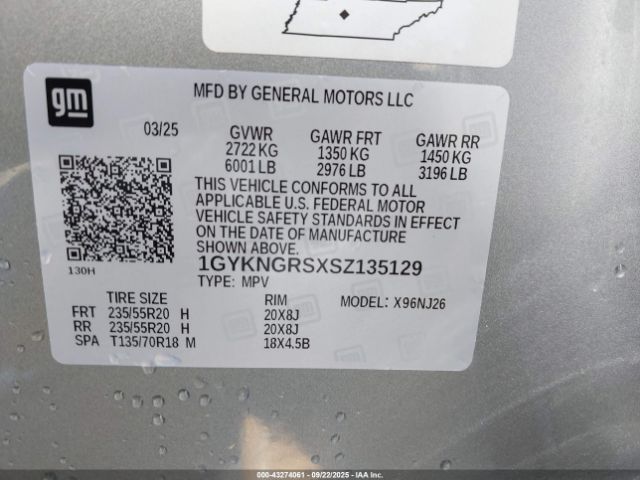 2025 CADILLAC XT5 1GYKNGRSXSZ135129 Photo 8