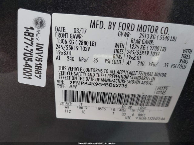 Ford Edge Titanium 2017 2FMPK4K94HBB82738 Image 9