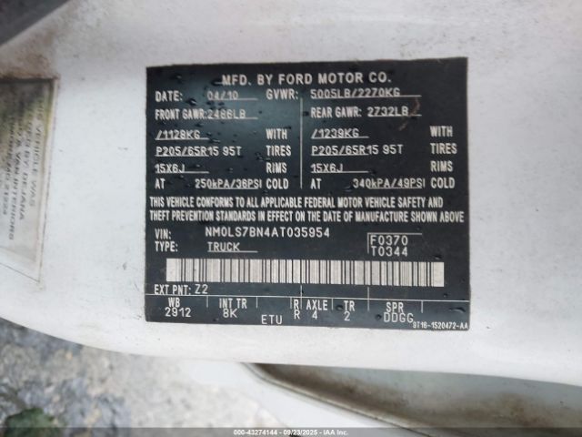 2010 FORD TRANSIT CONNECT NM0LS7BN4AT035954 Photo 8