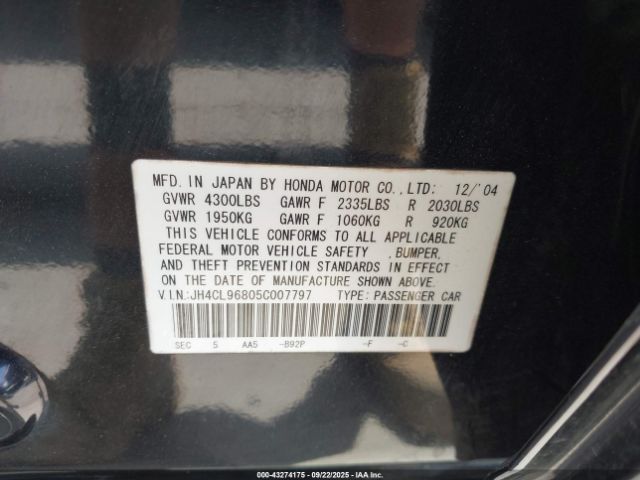 2005 ACURA TSX JH4CL96805C007797 Photo 8