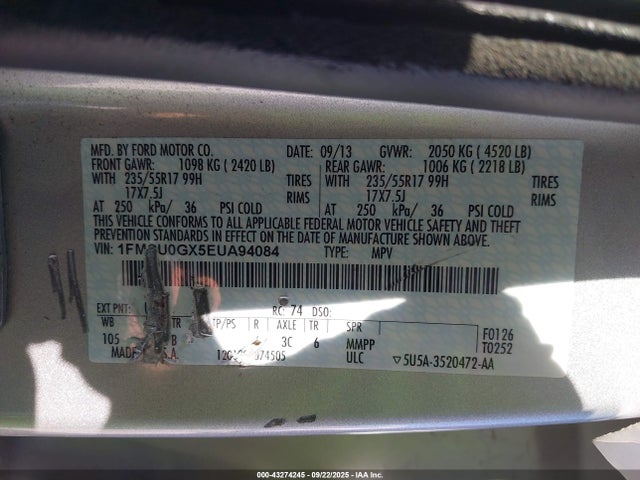 1FMCU0GX5EUA94084 Ford 2014