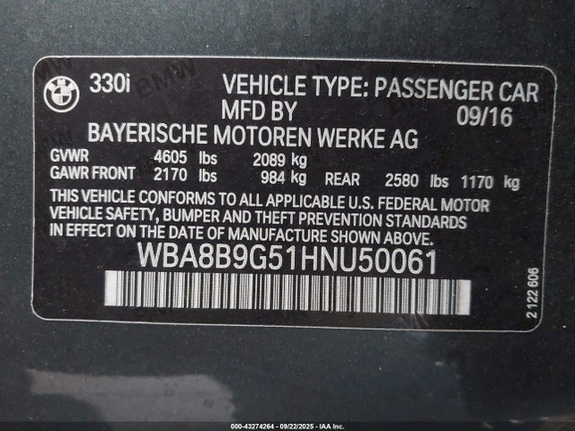 WBA8B9G51HNU50061 BMW 2017
