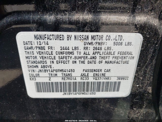 JN1BY1AP6FM541450 Infiniti Q70