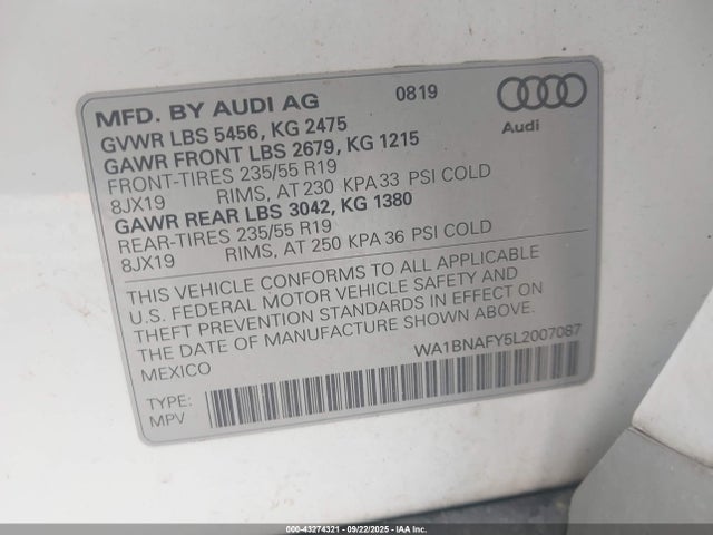 2020 AUDI Q5 WA1BNAFY5L2007087 Photo 8