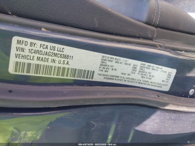 2021 DODGE DURANGO 1C4RDJAG2MC636811 Photo 8