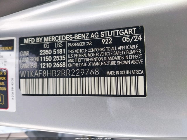 W1KAF8HB2RR229768 Mercedes-Benz m139