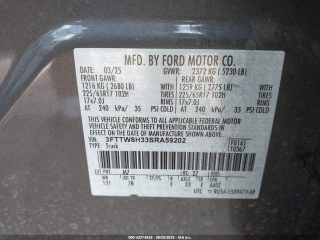 Ford 2025 2025 3FTTW8H33SRA59202 Image 9