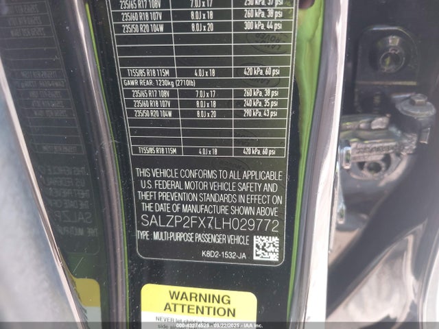 SALZP2FX7LH029772 Land Rover aj20p