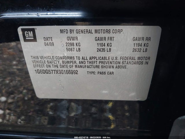 2009 CADILLAC CTS 1G6DG577X90166992 Photo 8