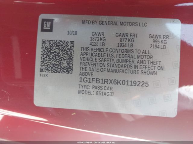 2019 CHEVROLET CAMARO 1G1FB1RX6K0119225 Photo 8