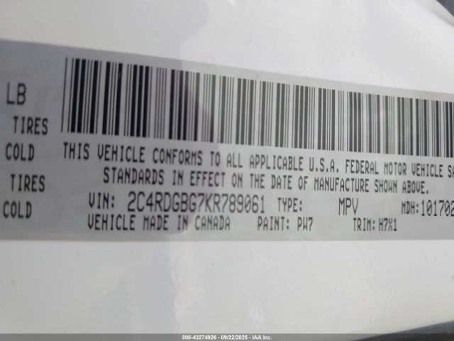 2019 DODGE GRAND CARAVAN 2C4RDGBG7KR789061 Photo 8