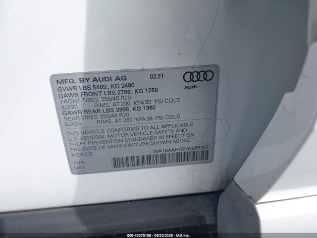 2021 AUDI Q5 WA1BAAFYXM2058257 Photo 8