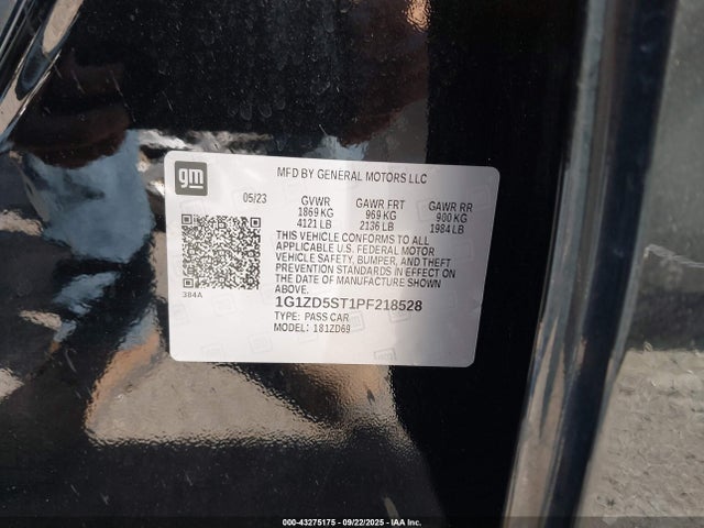 1G1ZD5ST1PF218528 Chevrolet lfv