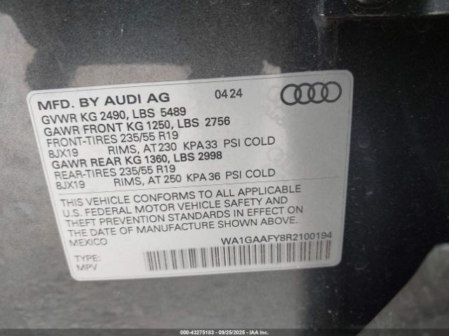 2024 AUDI Q5 WA1GAAFY8R2100194 Photo 8