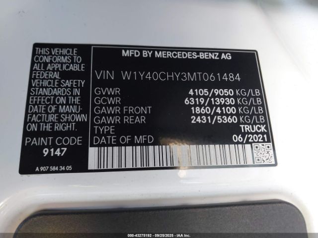 2021 MERCEDES-BENZ SPRINTER 2500 W1Y40CHY3MT061484 Photo 8