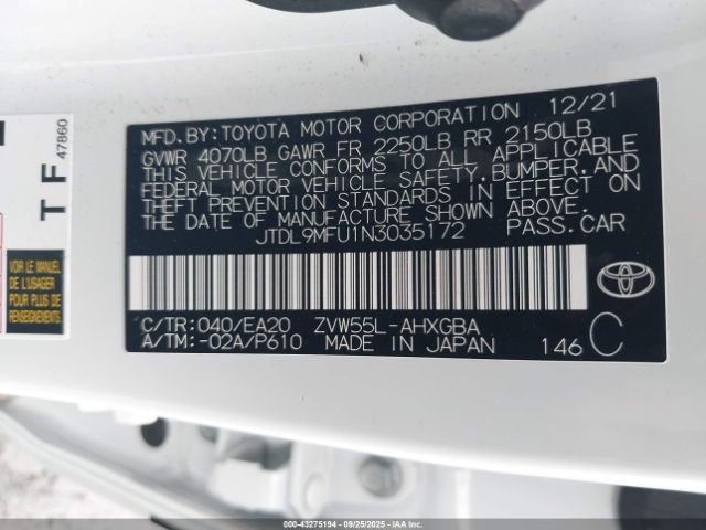 2022 TOYOTA PRIUS JTDL9MFU1N3035172 Photo 8