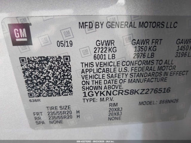 2019 CADILLAC XT5 1GYKNCRS8KZ276516 Photo 8