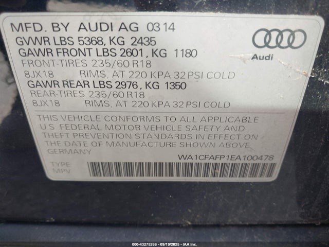 2014 AUDI Q5 WA1CFAFP1EA100478 Photo 8