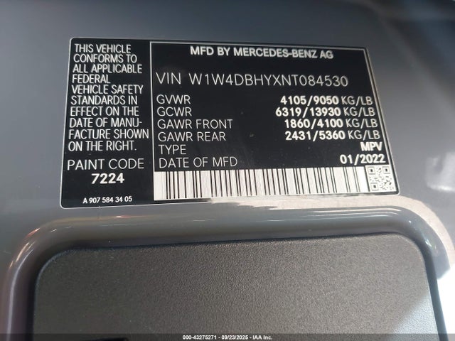 2022 MERCEDES-BENZ SPRINTER 2500 W1W4DBHYXNT084530 Photo 8
