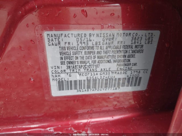 3N1AB7AP2GY277187 Nissan 2016