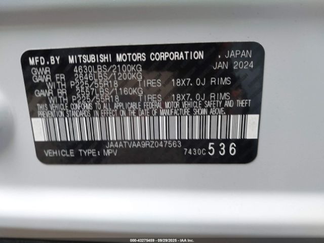 2024 MITSUBISHI ECLIPSE CROSS JA4ATVAA9RZ047563 Photo 8