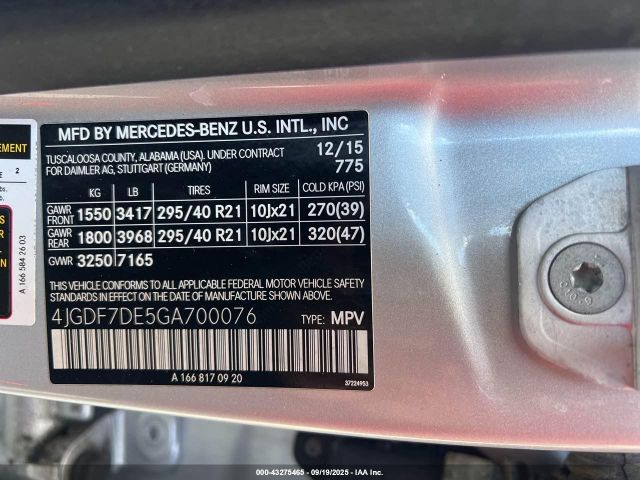 2016 MERCEDES-BENZ GL 4JGDF7DE5GA700076 Photo 8