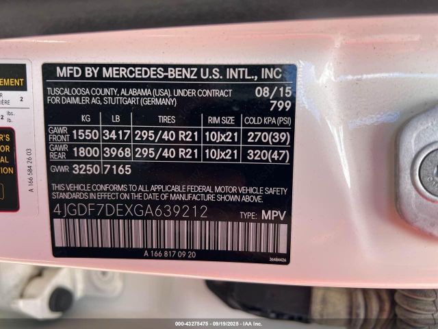 2016 MERCEDES-BENZ GL 4JGDF7DEXGA639212 Photo 8