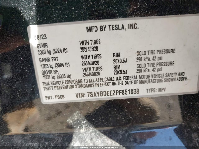 2023 TESLA MODEL Y 7SAYGDEE2PF851838 Photo 8