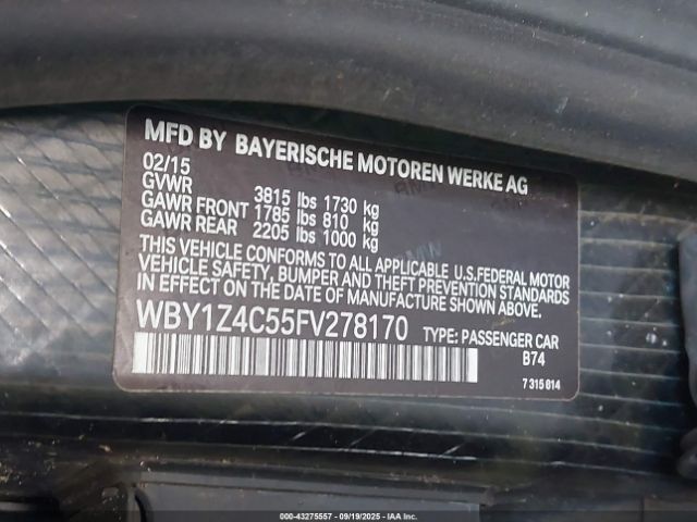 2015 BMW I3 WBY1Z4C55FV278170 Photo 8