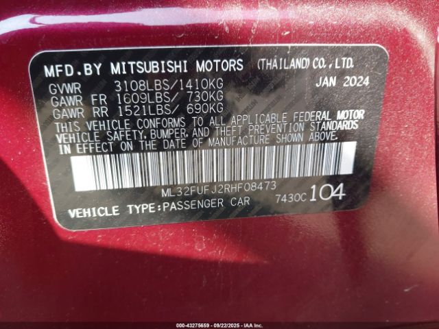 2024 MITSUBISHI MIRAGE G4 ML32FUFJ2RHF08473 Photo 8