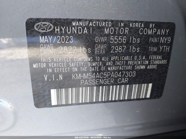 43275700 :رقم المزاد ، KMHM54AC5PA047303 vin ، 2023 Hyundai Ioniq 6 Limited مزاد بيع