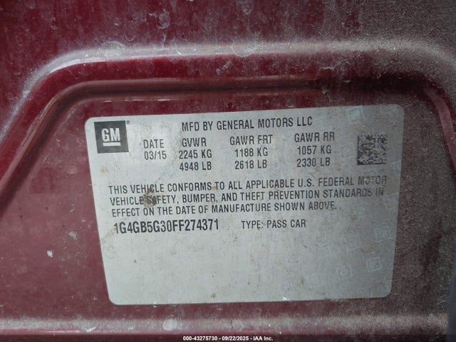 1G4GB5G30FF274371 Buick lfx