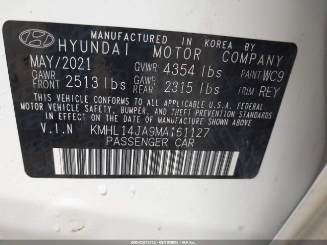 2021 HYUNDAI SONATA KMHL14JA9MA161127 Photo 8