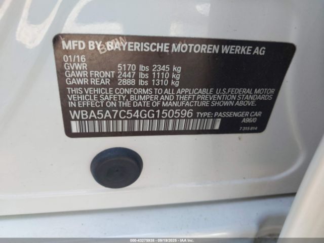 2016 BMW 528I WBA5A7C54GG150596 Photo 8