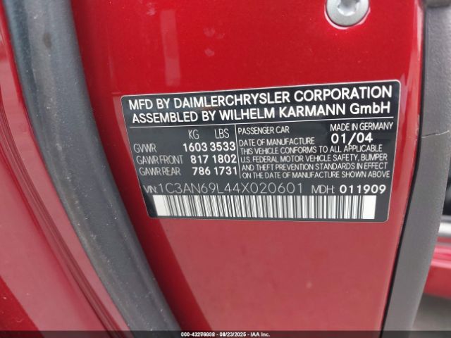 2004 CHRYSLER CROSSFIRE 1C3AN69L44X020601 Photo 8