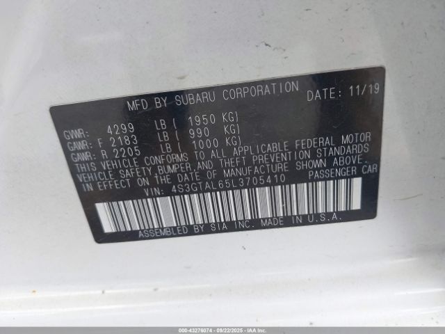 2020 SUBARU IMPREZA 4S3GTAL65L3705410 Photo 8