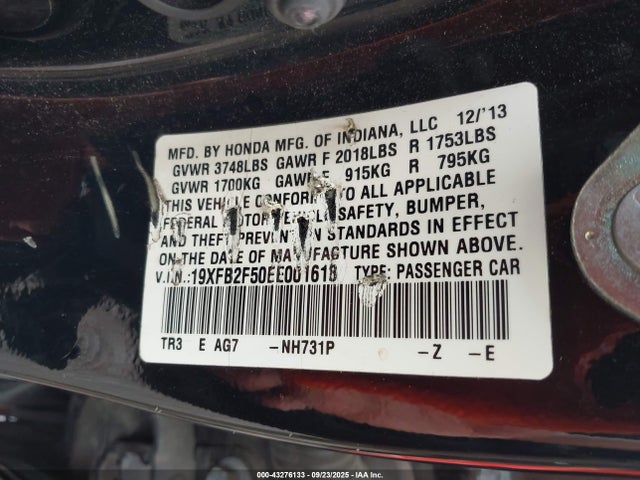 Honda r18z1 2014 19XFB2F50EE001618 Image 9