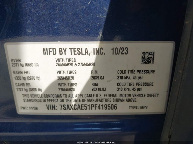 2023 TESLA MODEL X 7SAXCAE51PF419506 Photo 8