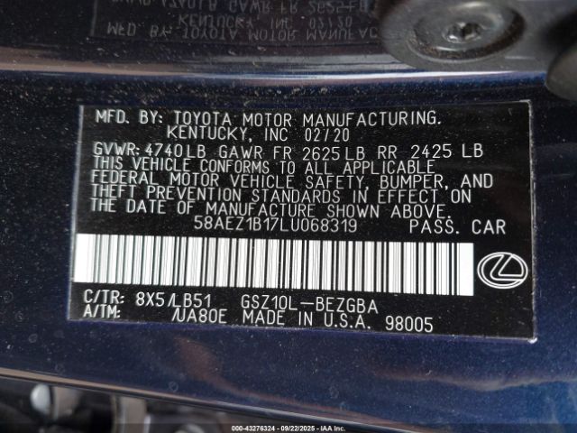2020 LEXUS ES 350 58AEZ1B17LU068319 Photo 8