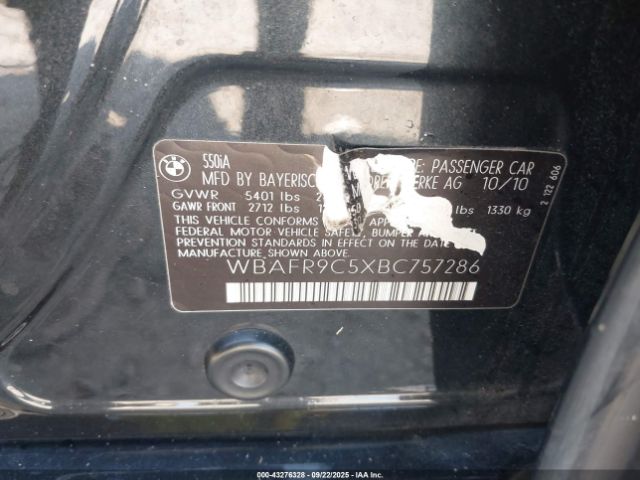 2011 BMW 550I WBAFR9C5XBC757286 Photo 8