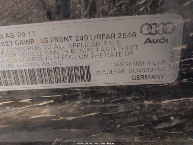 2012 AUDI A4 WAUFFAFL0CN009754 Photo 8