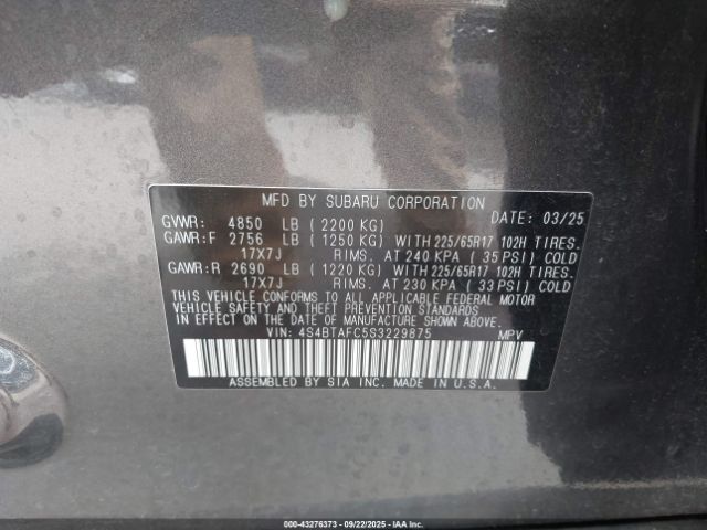 2025 SUBARU OUTBACK 4S4BTAFC5S3229875 Photo 8