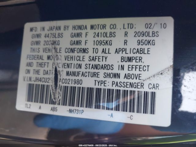 2010 ACURA TSX JH4CU2F6XAC021980 Photo 8