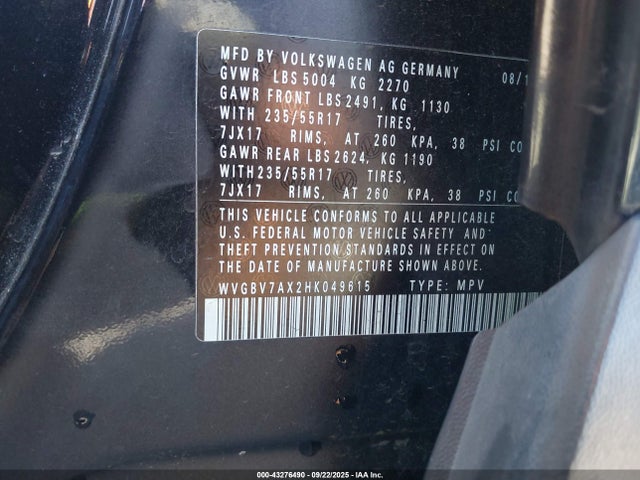 WVGBV7AX2HK049615 Volkswagen 2.0 tsi
