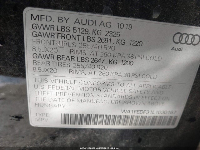 2020 AUDI Q3 WA1FEDF31L1030167 Photo 8