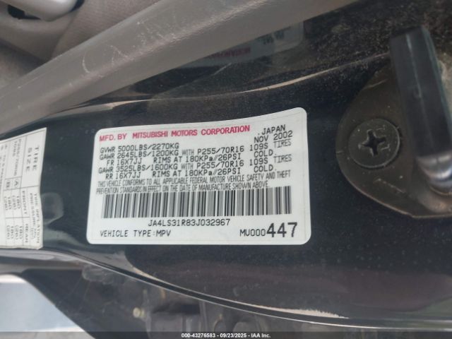 2003 MITSUBISHI MONTERO SPORT JA4LS31R83J032967 Photo 8