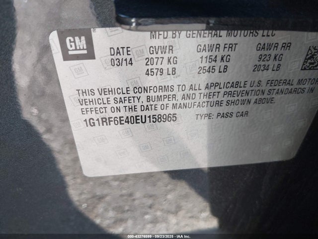 1G1RF6E40EU158965 Chevrolet luu - ffv, e-flex, fam