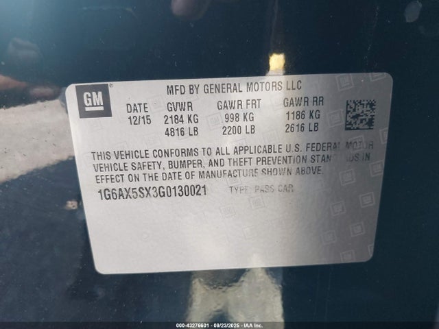 2016 CADILLAC CTS 1G6AX5SX3G0130021 Photo 8