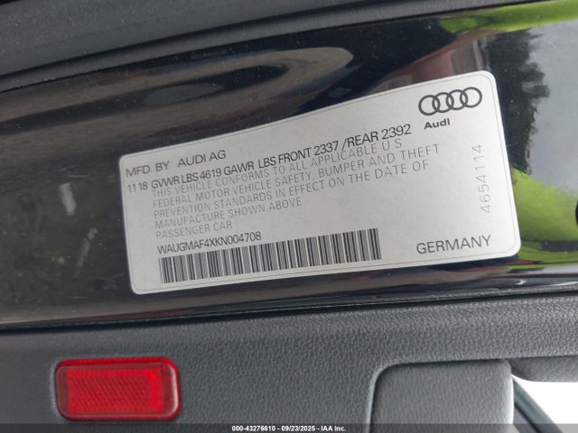 2019 AUDI A4 WAUGMAF4XKN004708 Photo 8
